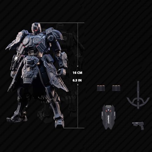 Pipigirl Moshow Assembly Free Mech Action Figure, Chang an Guard Mecha Special Police, Alloy Joints, 6.3 inch Collectible Mecha Kits - color: Jing01
