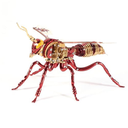 3D Metal Puzzles for Adults, Mechanical Bee Insect Model Kit - color: Bee-red-gold