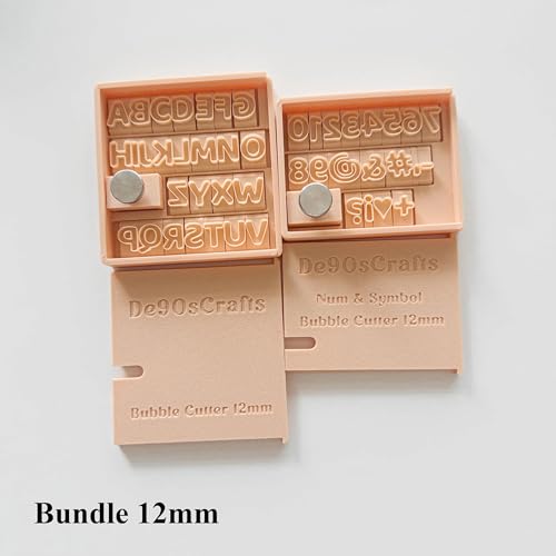 De90sCrafts Bubble Letter Fondant Cutter Set: Alphabet, Number, Symbol Embosser (Bundle 12mm) - color: Bundle 12mm