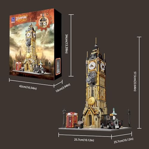 BRICKKK PANTASY Architecture Big Ben Building Set - Steampunk Clock Tower Construction Kit for Adults and Teens, Famous Landmarks London Model, Collectible Building Bricks Toys