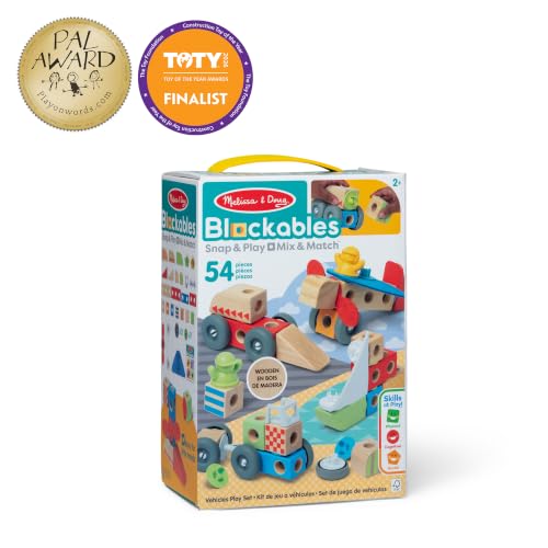 Melissa & Doug Blockables Vehicles Connectable Wooden Blocks