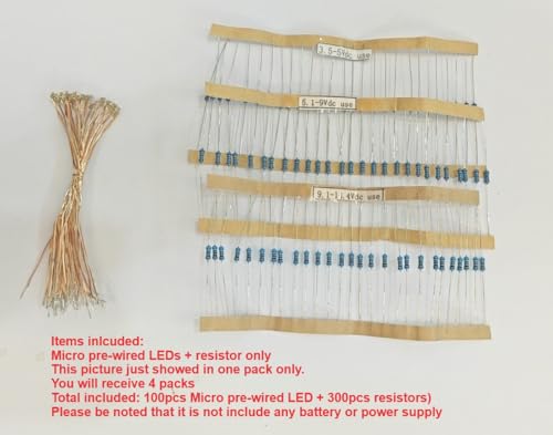 100pcs Pre-soldered Micro Litz Wired Leads Red SMD Led 0603 + Muti-Resistor NEW - color: (4)Red, size: 100pcs