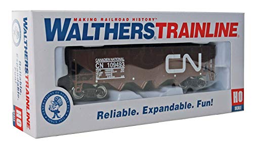 Walthers Trainline Offset Hopper - Ready to Run -- Canadian National (brown, white; Large Logo) HO Scale - style: Canadian National (brown, white; Large Logo)