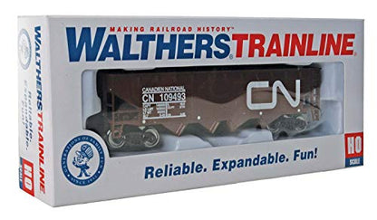 Walthers Trainline Offset Hopper - Ready to Run -- Canadian National (brown, white; Large Logo) HO Scale - style: Canadian National (brown, white; Large Logo)