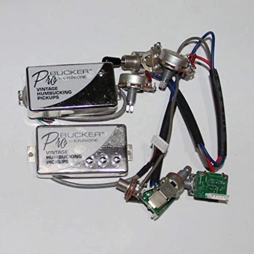 1 Set ProBucker Alnico Bridge&Neck Pickups with Pro Wiring Harness Pots&3 Way Switches for Electric Guitar Chrome(Cream Ring) - color: Chrome(Cream ring)