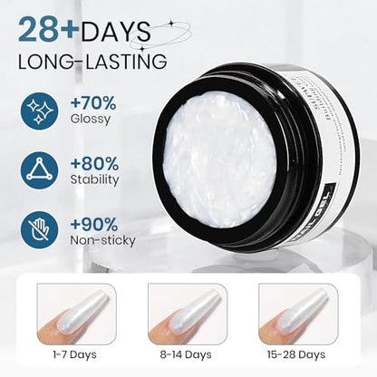 Clear and Pearl White Nail Extension Gel 3D Nail Art Sculpture Gel - color: Clear&Pearl White