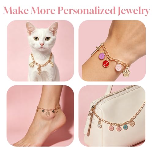 WDXIUE Friendship Bracelet Making Kit, DIY Jewelry Making Kit for Craft Night Beginners, Personalized Charms Birthday Gift with 12 Set Anti-Tarnish Chains & 78 Pcs Letters Charms