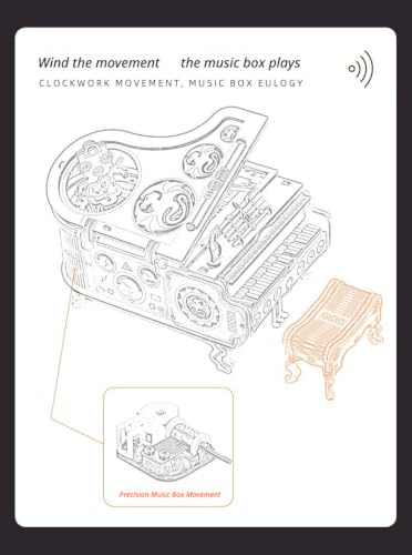 3D Wooden Puzzle Music Box for Adults, Mechanical Violin Model Kit, DIY Wood Craft Building Set, Romantic Hobby Gift for Men Women