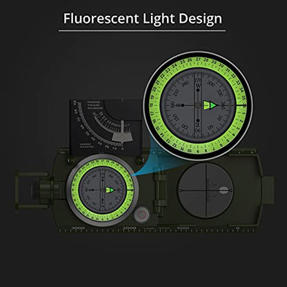 Proster Lensatic Sighting Compass IP65 Waterproof with Clinometer Bag - color: Camouflage Compass