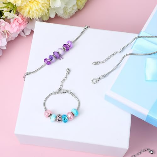 40pcs Snake Chain Charm Bracelet Chains Kit 2.6mm Adjustable Snake Charm Bracelet with Heart Lobster Clasp Extender Chain DIY Bracelets Chains for Christmas Women Gifts DIY Jewelry Making Supplies