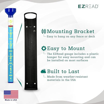 Headwind EZRead 26” Giant Professional Outdoor rain Gauge, USA Made Heavy Duty All Weather Freeze Proof mountable with Float, Dark Blue (820-0020) - color: blue, size: 26-Inch