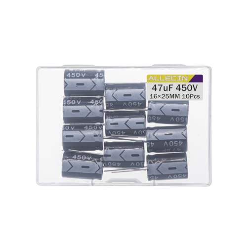 47uF 450V 16x25mm Electrolytic Capacitor 47 UF MFD 450 Volt 0.63x0.98in Aluminum Capacitors (Pack of 10) - style: 47uF 450V 16x25MM