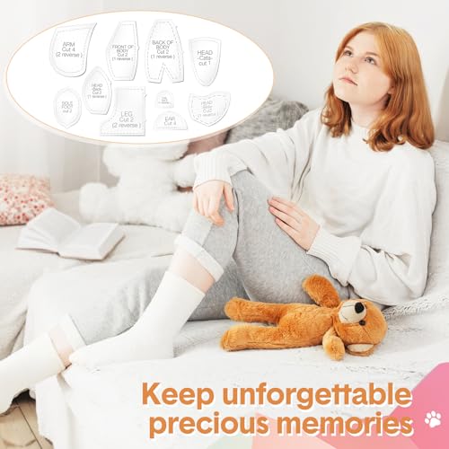 Chunful 30 Pcs Memory Bear Sewing Patterns Acrylic Template Ruler Set Stuffed Animal Quilting Template Cutting Large Sewing Pattern for Beginner Art Craft Tools Home, 10, 12, 15 inch