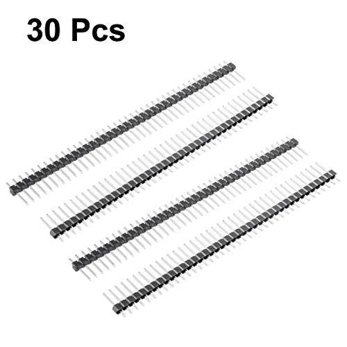 uxcell 30Pcs 2.54mm Pitch 40-Pin 12mm Length Single Row Straight Connector Pin Header Strip for Prototype Shield - size: 12mm