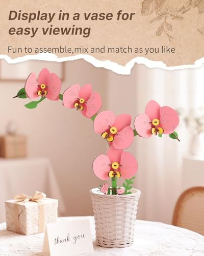 Kaayee 3D Wooden Flower Puzzles Phalaenopsis, Wood Flowers Craft for Adults - color: Phalaenopsis