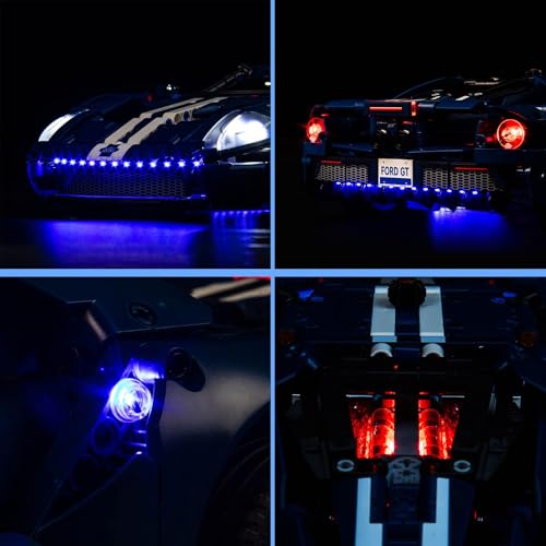 VONADO LED Lights Set Compatible with Lego 2022 Ford GT 42154, Remote Control Technic Ford GT Light Kit Compatible with Lego Car for Adults 42154 (NO Model) - style: RC Version Light Kit