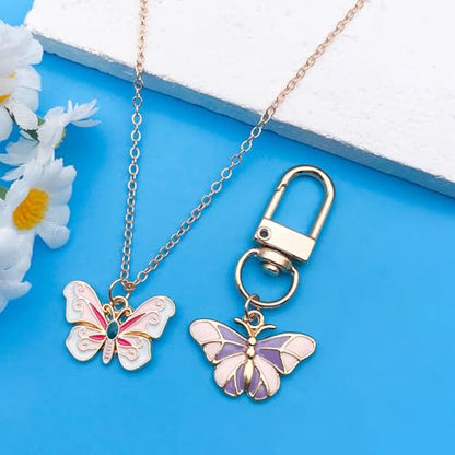 WOCRAFT 100pcs Assorted Enamel Butterfly Bracelet Charms for Jewelry Making DIY Necklace Bracelet Keychain Crafting Charms Kit (M771) - style: Butterfly