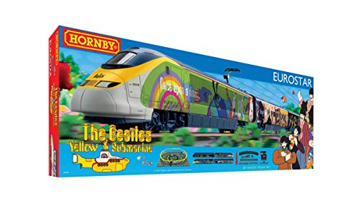 Hornby Electric Train Set - R1253T The Beatles Yellow Submarine - OO Gauge Train Starter Sets, Adult Vintage Trains, Small Hobby Model for Adults - with Tracks, MidiMat, Connecting Track, Controller