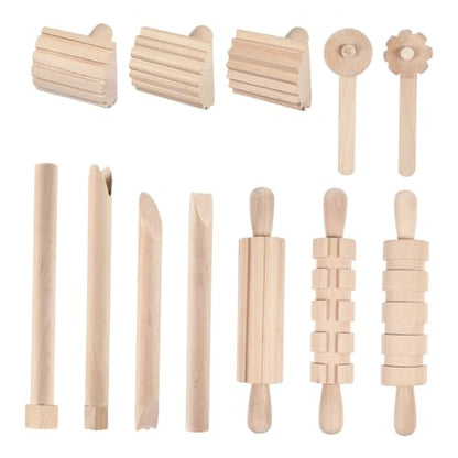 Garneck 12pcs Wooden Clay Sculpting Tools Set for Kids