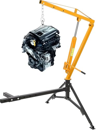 GarveeLife 1000 LBS Hydraulic Pickup Truck Crane, 360° Swivel Hitch Mounted Hoist with 3 Adjustable Booms, Truck Bed Crane for Lifting Engine, Deer, or Construction Goods-Yellow - color: Yellow
