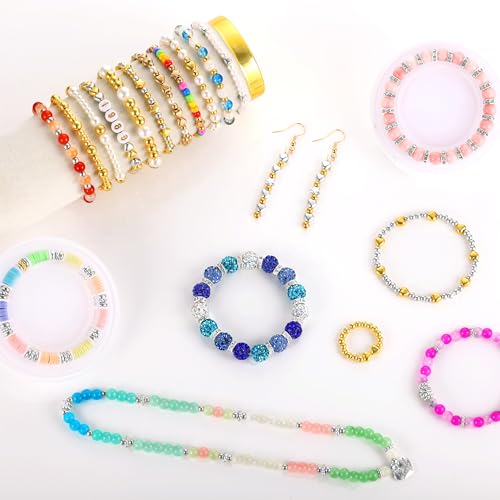 Funtopia Spacer Beads Bracelet Making Kit, 2320 Pcs Jewelry Making Supplies - color: 1.Gold, Silver, KC Gold
