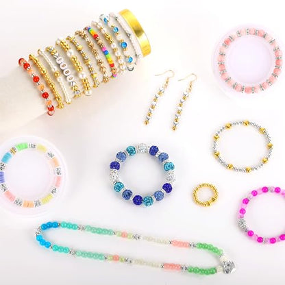 Funtopia Spacer Beads Bracelet Making Kit, 2320 Pcs Jewelry Making Supplies - color: 1.Gold, Silver, KC Gold