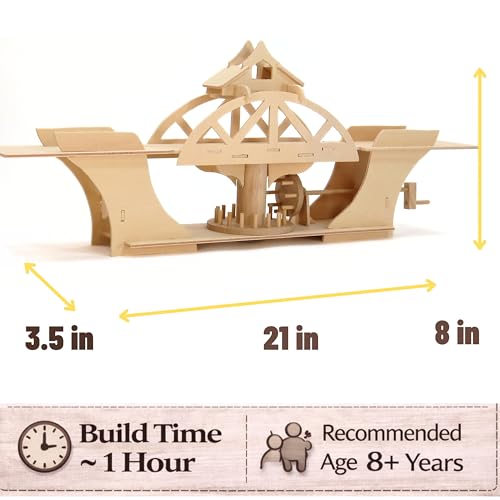 PATHFINDERS Swing Bridge STEM Kit – Wooden Mechanical Bridge Model to Build – DIY Engineering Kit for Kids & Adults – Hand-Powered Gear Mechanism – Educational Science & Engineering Toy