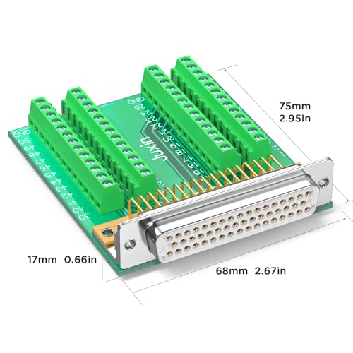 DB50 Male Breakout Board, HDB50 D-Sub 50 Pin Terminal Block Adapter, No Soldering Screw Terminal Connector Module with Clear Pin Labels for Industrial Wiring - color: DB50 male