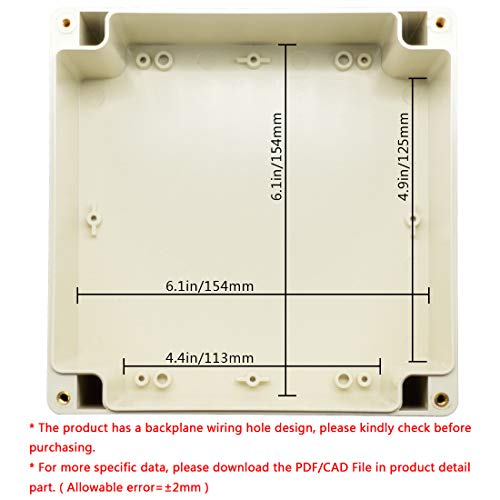 LeMotech ABS Plastic Junction Box Dustproof Waterproof IP65 Electrical Enclosure Box Universal Project Enclosure Grey with PC Transparent Clear Cover6.3 x6.3 x3.54 inch(160 x 160 x 90 mm) - size: 6.3"x6.3"x3.54"