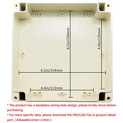 LeMotech ABS Plastic Junction Box Dustproof Waterproof IP65 Electrical Enclosure Box Universal Project Enclosure Grey with PC Transparent Clear Cover6.3 x6.3 x3.54 inch(160 x 160 x 90 mm) - size: 6.3"x6.3"x3.54"