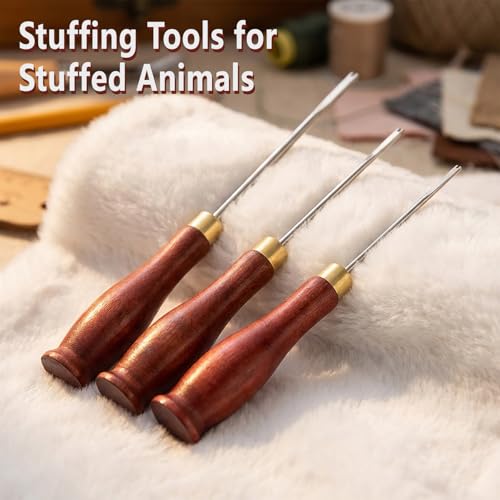 Famjoyart 3 Piece Stuffing Tool for Crafts Stuffed Animals Sewing Kit DIY Doll Making Supplies Versatile Handcrafts Crochet Fabric Stuffing Fork Cotton Filler Tools for Sewing Crafting Projects