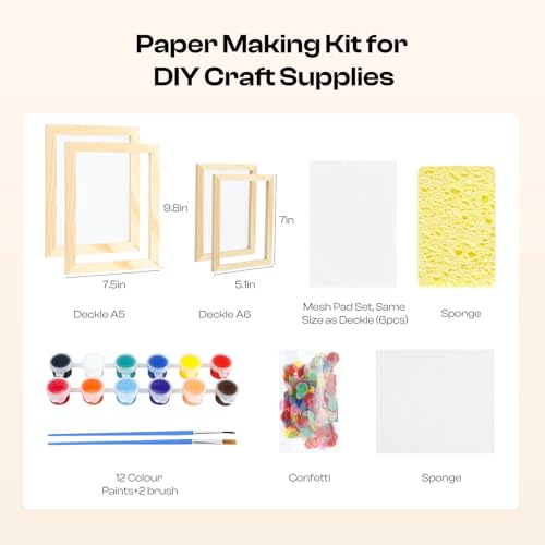 Caydo Paper Making Kit, 2 Size A5 A6 Papermaking Mould and Deckle - style: A5 A6 & paints kit