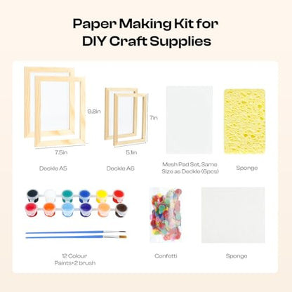 Caydo Paper Making Kit, 2 Size A5 A6 Papermaking Mould and Deckle - style: A5 A6 & paints kit