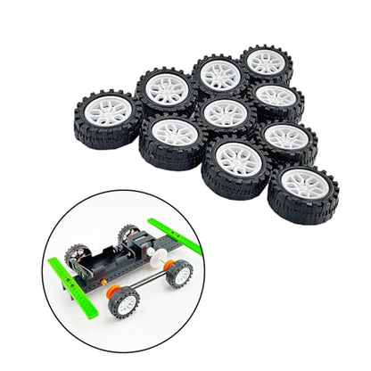 30PCS Toy Car Wheel 2mm Dia Shaft Plastic Car Wheel with 15PCS Metal Shaft Axles for RC Car Truck Robot DIY Model Toy Building Projects (Style 1) - style: Style 1