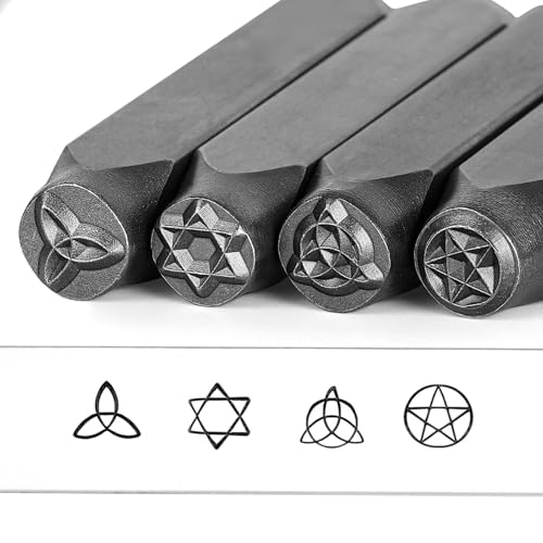 TheCraftGuy 4pc Geometric Metal Stamping Kit for Jewelry, 5/16“(8mm) Stamps - color: Geometric Shape1