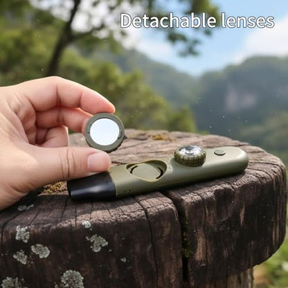 Multifunctional Survival Emergency Whistle for Kids with Compass Hiking Survival, Thermometer & Neck Lanyard | Emergency Safety Gear for Hiking, Camping, Kayaking, Boating, Climbing - color: army green