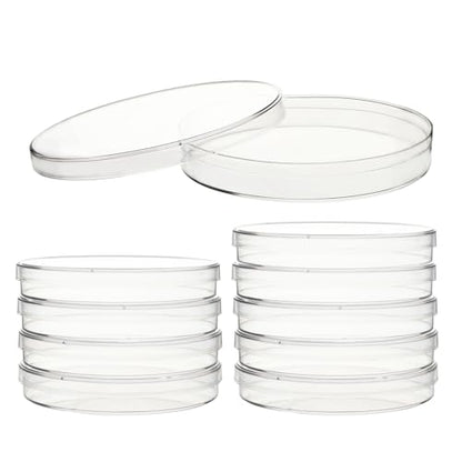 stonylab Plastic Petri Dishes 10 Pack with Transparent Lids, Disposable Laboratory Culture Dishes, Diameter 3.54 in, Height 0.59 in
