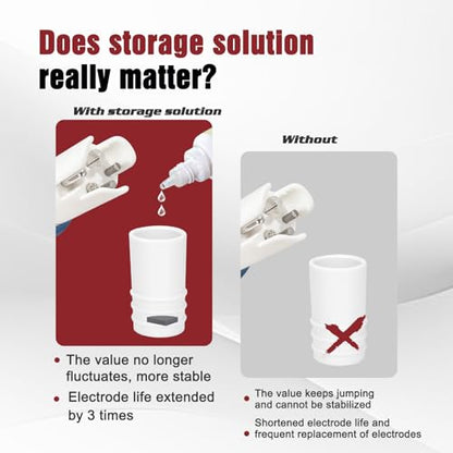 pH Electrode Storage Solution, 3M KCL, 4x30ml for pH & ORP Meters - color: White Red