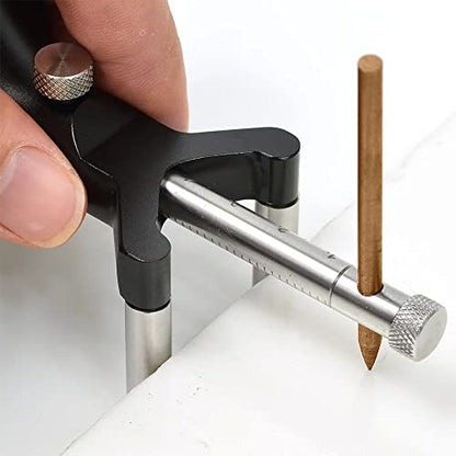 YOSELIN Dovetail Jig Wheel Marking Gauge - Adjustable Precision Wood Scribe Tool with Dual Scale (1/32" & 1mm), Multifunctional Linear & Arc Guide for Woodworking, Carpentry（Black）