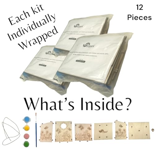 Oojami 12 Pack Birdhouse Kits for Kids – DIY Wooden Bird Houses to Build & Paint, Complete Craft Set with Paints & Brushes, Group Activity for Parties, Classroom, Birthday Gifts