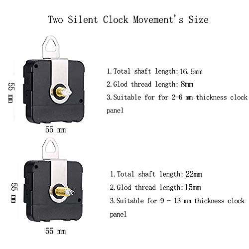 Clock Mechanism Replacement - Quartz Battery Operated Movement Silent Clocks Kit DIY Repair Parts (22mm) - size: 22mm