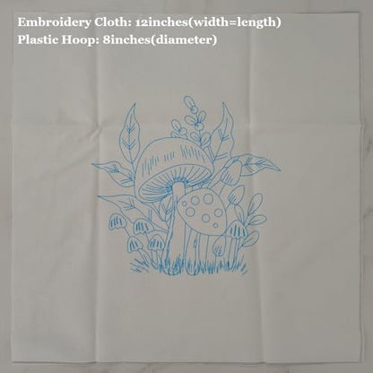 Esffaci Embroidery Starter Kit for Adult Beginner with Mushroom Plant Flower Pattern Hand Embroidery Set with Cloth Hoop Needle Threader Floss and Instruction - color: Mushroom