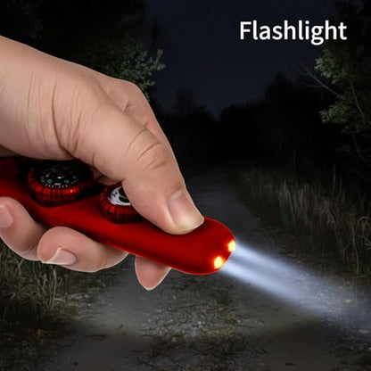 Multifunctional Survival Emergency Whistle for Kids with Compass Hiking Survival, Thermometer & Neck Lanyard | Emergency Safety Gear for Hiking, Camping, Kayaking, Boating, Climbing - color: Red