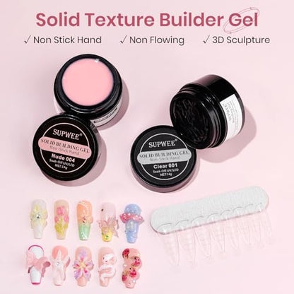 Solid Builder Gel for Nail Extension Non-Stick Hand Sculpture Gel - color: Clear&Nude