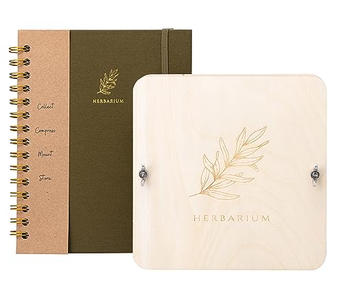WOKK Flower Press Kit with Herbarium Journal – Wooden Botanical Press for Adults & Teens, Pressed Flower Crafts & Wedding Bouquet Preservation