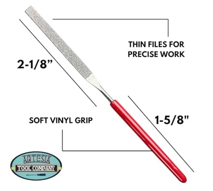 10 Piece Mini Diamond Files Set | 100mm (4") x 2mm | Diverse Shapes | PVC Gripped Handles | Essential for Lapidary Artists & Jewelers - size: 4" (10 Piece)