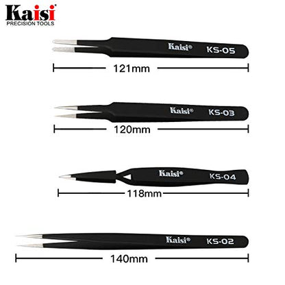 Precision Tweezers Set, Kaisi 10 PCS ESD Tweezer Set, Anti-Static Stainless Steel Tweezers Kit Curved Tweezers for Craft, Jewelry, Electronics, Laboratory Work - size: 10 Pcs