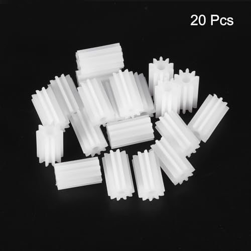 MECCANIXITY 20 Pcs 0.39" T Plastic Gears 10 Teeth Plastic Motor Gear Model 102A Reduction Gear for RC Car Model DIY Robot (White, Module 0.5) - color: White
