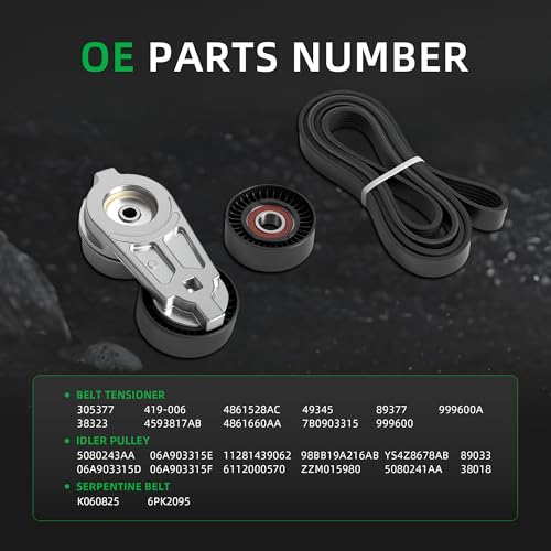 Serpentine Belt Tensioner idler Pulley Kit #38323 89377 38018 - size: for Magnum/Charger 2006-2010
