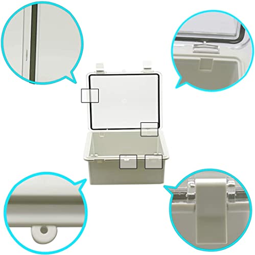 Zulkit Junction Box ABS Plastic Waterproof IP65 Electrical Boxes Hinged Shell Clear Cover Outdoor Universal Project Enclosure with Mounting Plate and Wall Brackets 15.7x11.8 x6.7 inch(400x300x170mm) - size: 15.75" x 11.8" x 6.7"